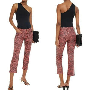 J Brand Selena Womens Red Snake Print Mid-Rise Crop Boot Jeans Size 29 Slimming